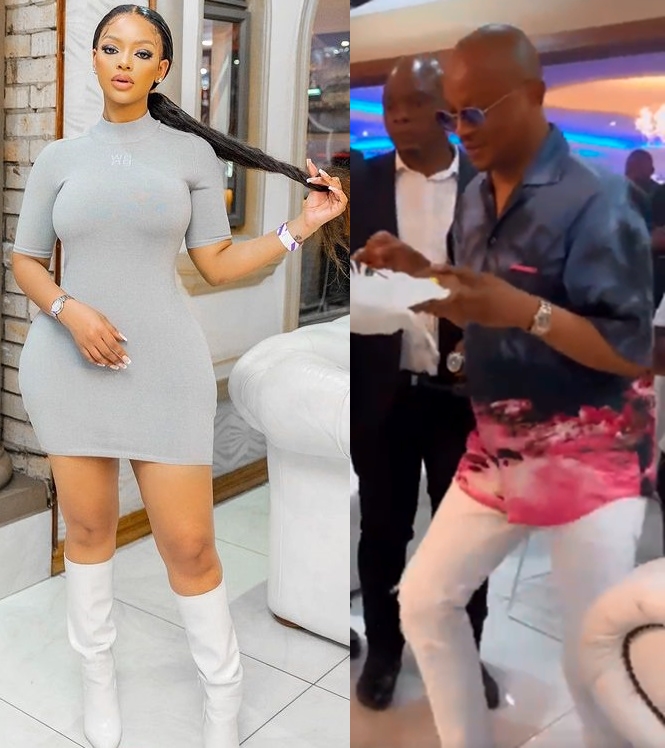 Leeroy Sidambe 'embarrasses' Mihlali with his funky dance moves