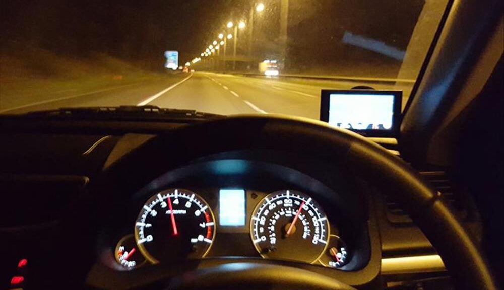 Man driving at night in South Africa