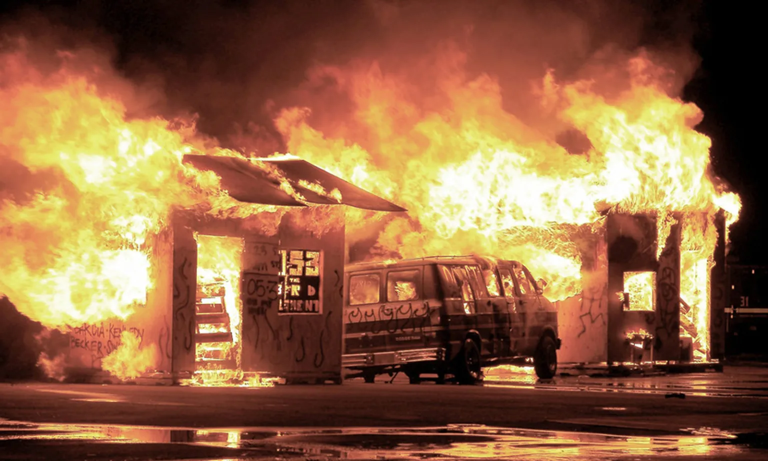 police Officer's Vehicle set Ablaze